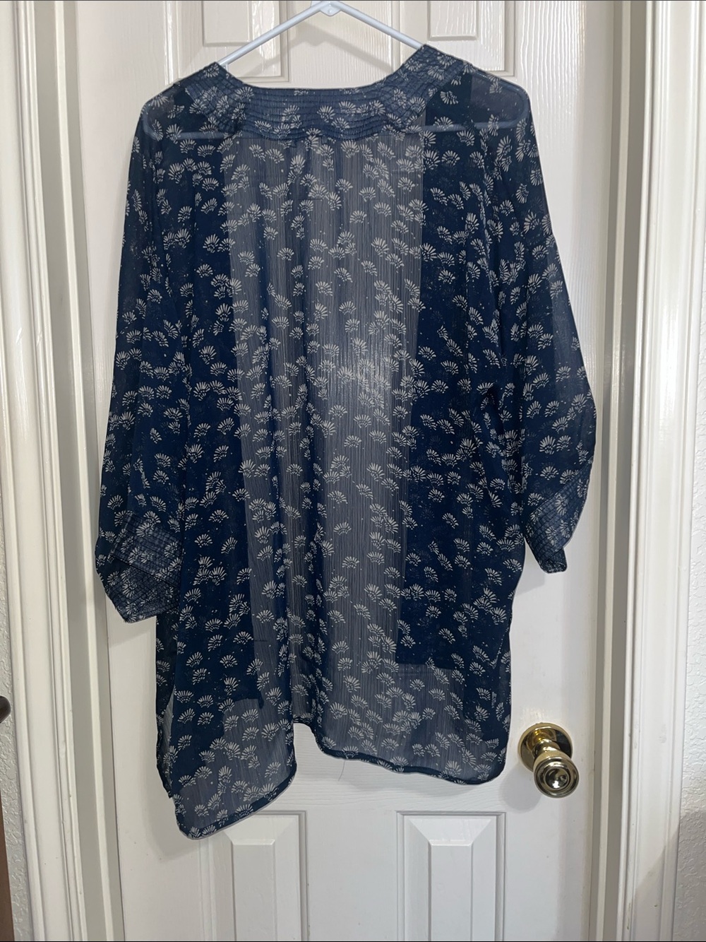 Lucky Brand Navy Sheer Floral Kimono Cardigan OSFM - Picture 7 of 9